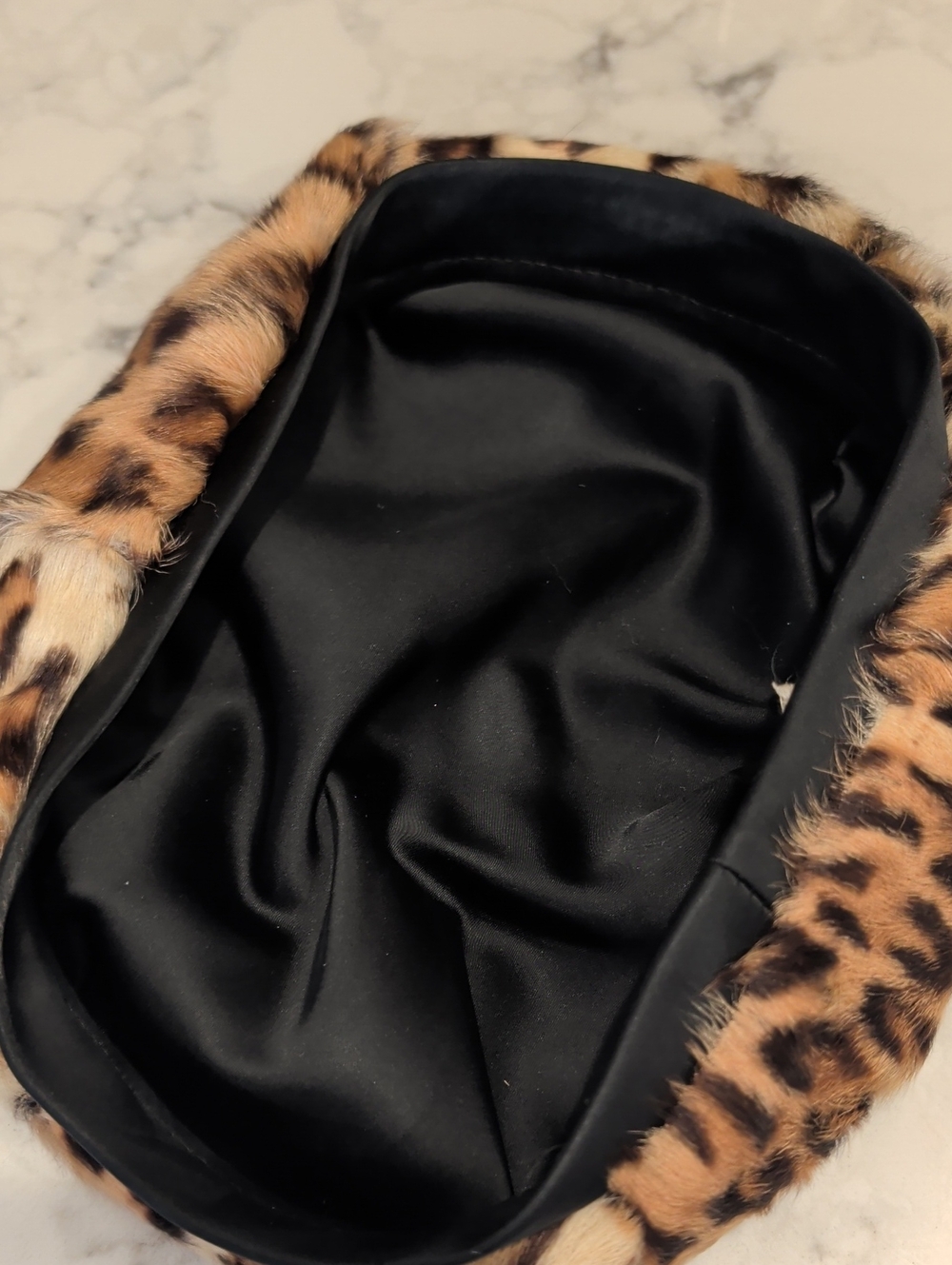 Vintage Real FurLeopard Print Beret - Tan and Black - Picture 3 of 6